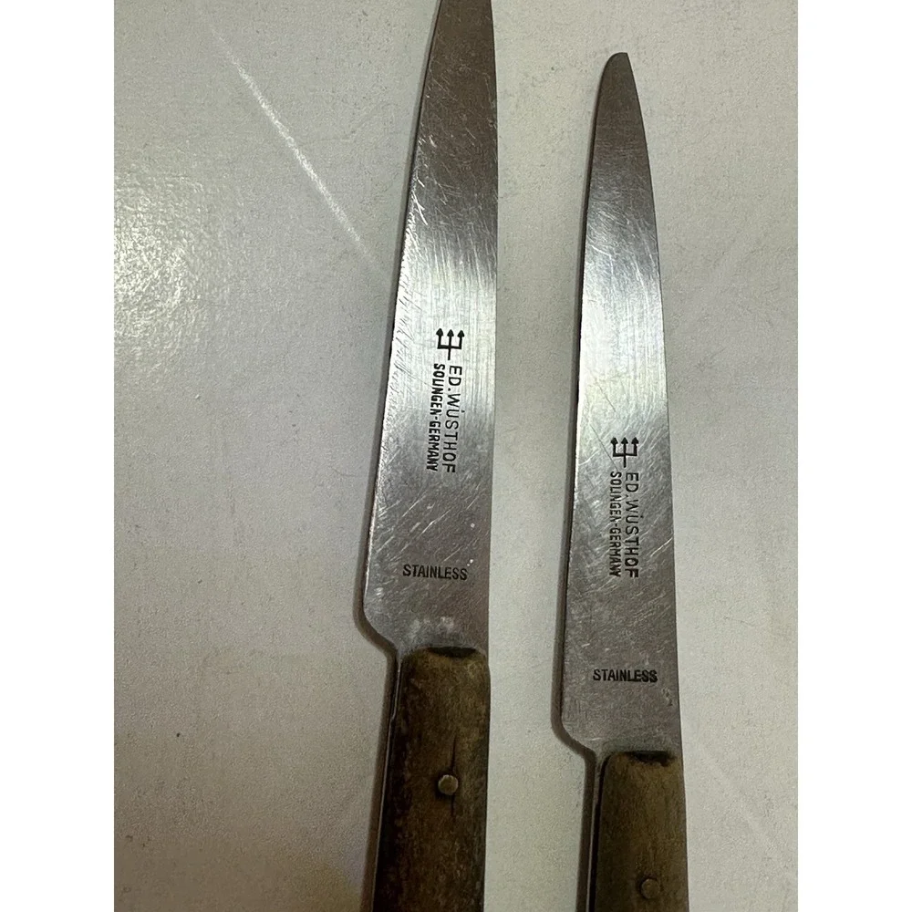 Lot Of Two 1950s Vintage Ed Wusthof Stainless Knife Solingen Germany